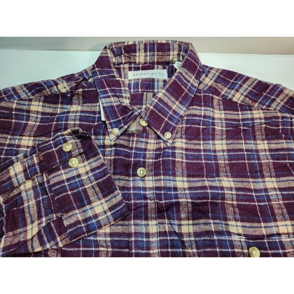 Andhurst Other - ANDHURST Mens Plaid Flannel Button Up Shirt Long Sleeve Cotton Top L‎
